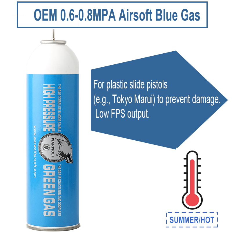 oem 0.6-0.8MPA airsoft blue gas